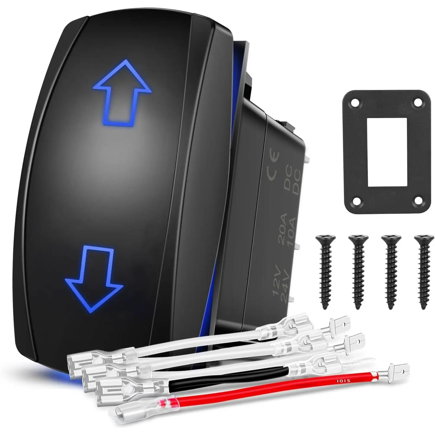 Nilight DPDT Momentary Rocker Switch Panel - 20A 12V/24V Rated, 7PIN (ON) Off (ON) Toggle, ABS+PC, Automatic Reset, Polarity Reverse for Cars/Boats, Linear Actuator Wire Up Down Control