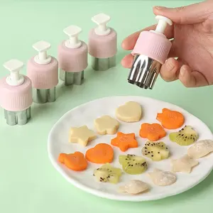 8pcs Pressable Fruit Cutter, Food Cutter in Shapes, Small Cookie Cutter, Fruit Slicer, Vegetable Shape Cutter, Kitchen Accessories, Pastry Stamping Mold Tool, for Homemade Lunch and Baking