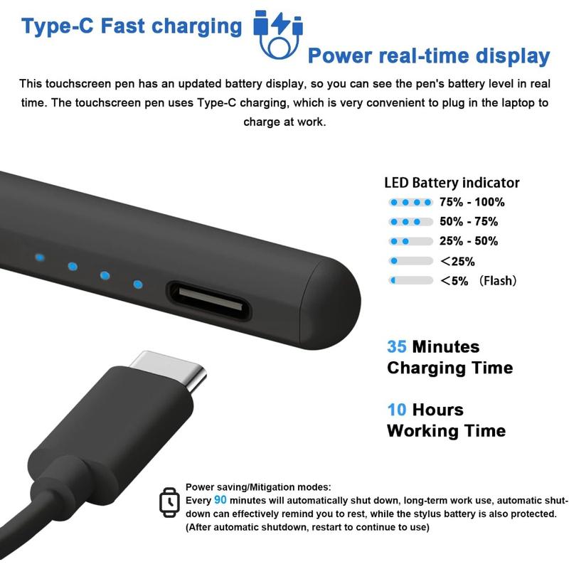 Stylus Pens For Touch Screens, Power-Display Tablet Pen, POM Tip, Magnetic Digital Touch Pen For iPhone,iPad,iPad Pro,Lenovo,Other iOS,Android Smartphone and Tablet Devices (Black)