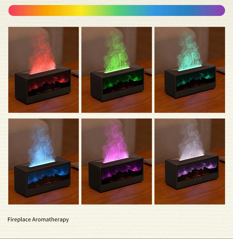 USB Flame Diffuser Humidifier - Realistic Fireplace Glow, Ultra-Quiet Mist, Relaxing Night Light, Home Decor Gift