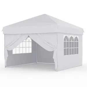 10x10 Ft Pop Up Canopy Tent With 4 Removable Sidewalls Waterproof Instant Outdoor Gazebo Shade Shelter Portable Gathering Marquee With Mesh Windows Zipper Doors Roller Carry Bag
