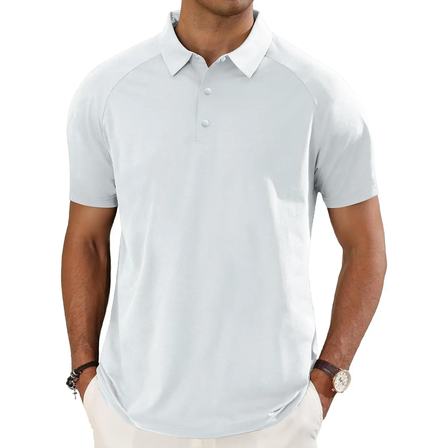 DEOLAX Mens Polo Shirt Short Sleeve Seamless Collared True Lightweight| SEAMLESS Collared