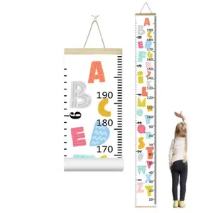 Kids Growth Chart Height Measuring Chart, Hangable and Removable Wall Decor 79"x7.9" Growth Chart for Kids Baby Child, Waterproof Canvas Height Measuring Rulers for Boys Girls (Alphabet)