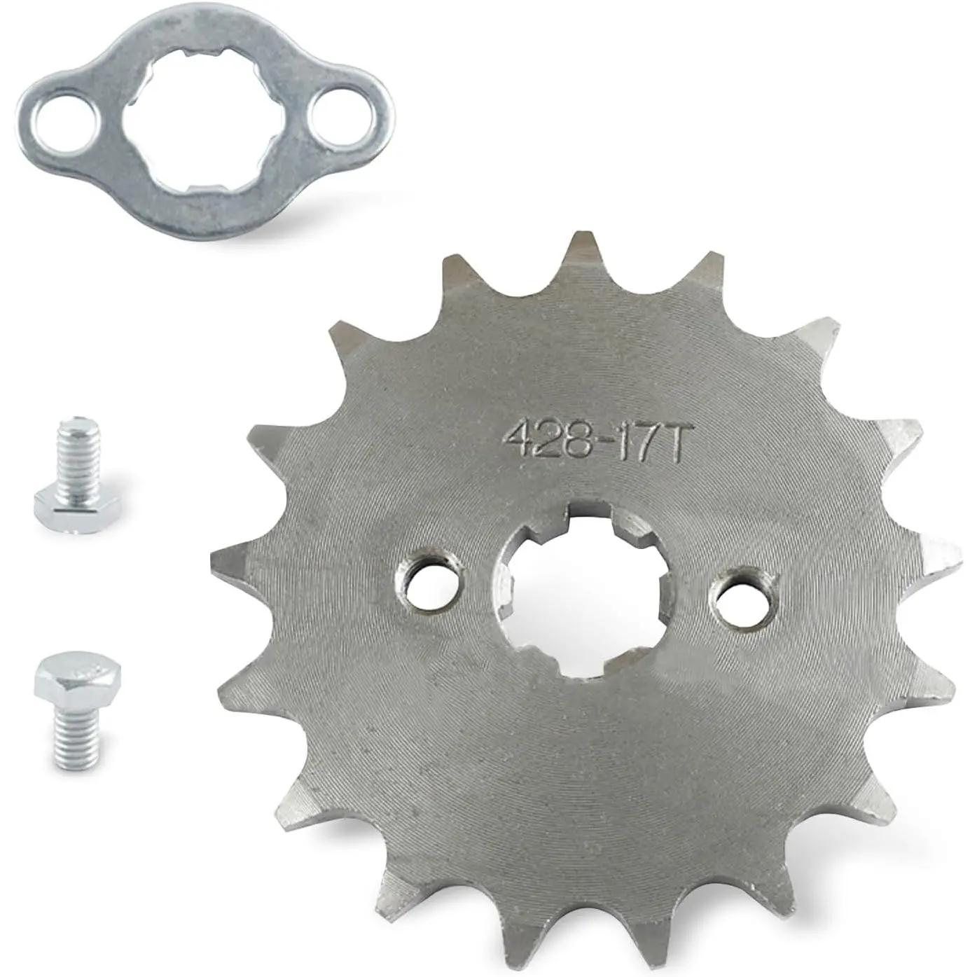 4 PCS Motorcycle 428 17T 17 mm Front Engine Sprocket, Repairing Mechanical Transmission Systems, Waterproof & Rustproof Replacement Sprocket for Engines, for Most Motorcycles, ATVs (Silver)