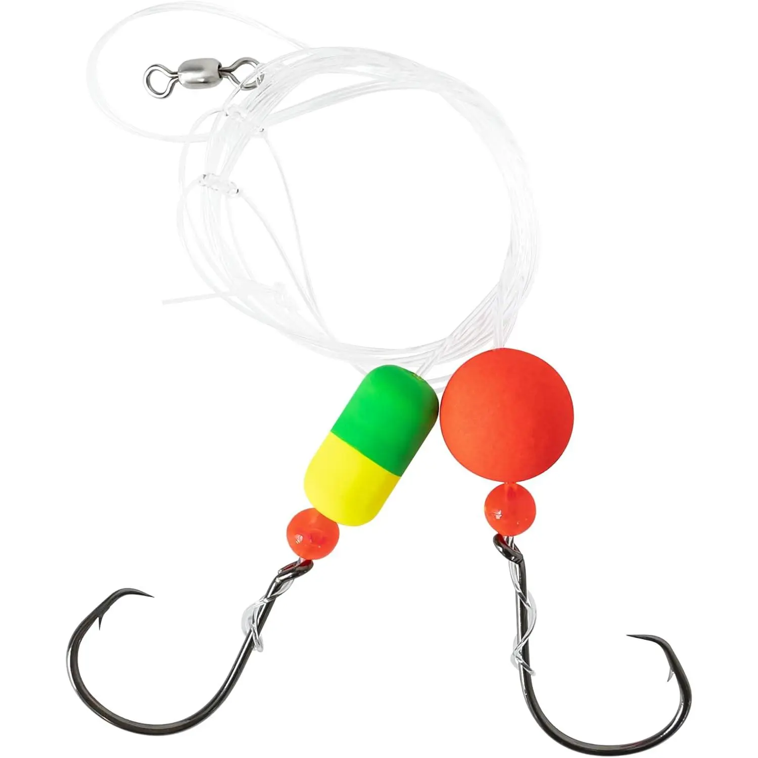 3 count Pompano Rigs for Surf Fishing Pre-Rigged with Floats, High-Low High Carbon Steel Circle Hooks Saltwater Fish Tackle