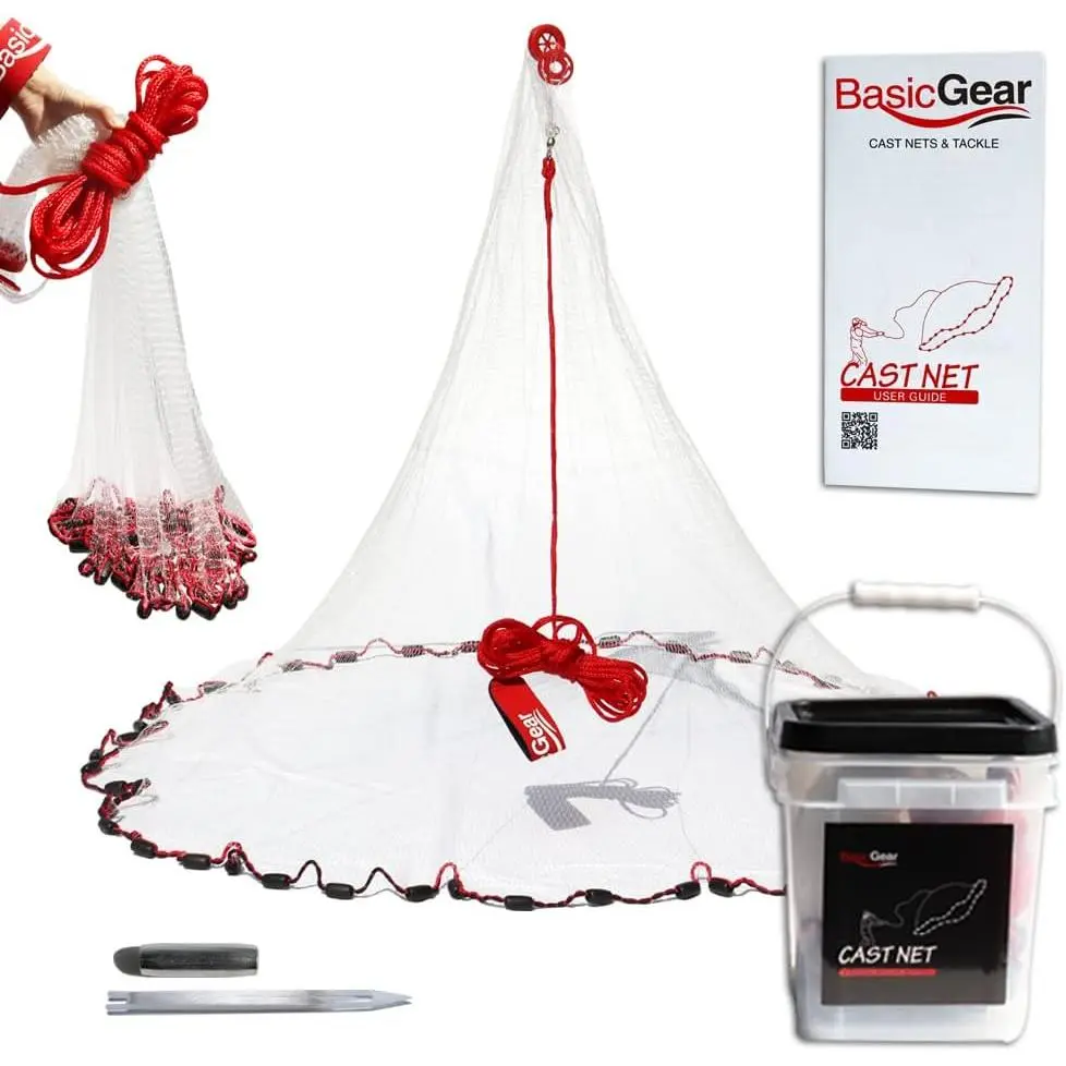 Cast Net| 3ft-12ft Radius, 3/8 or 1/4 inch Mesh for Freshwater and Saltwater Bait Fish| Professional Grade and Upgraded Material| Throw Style