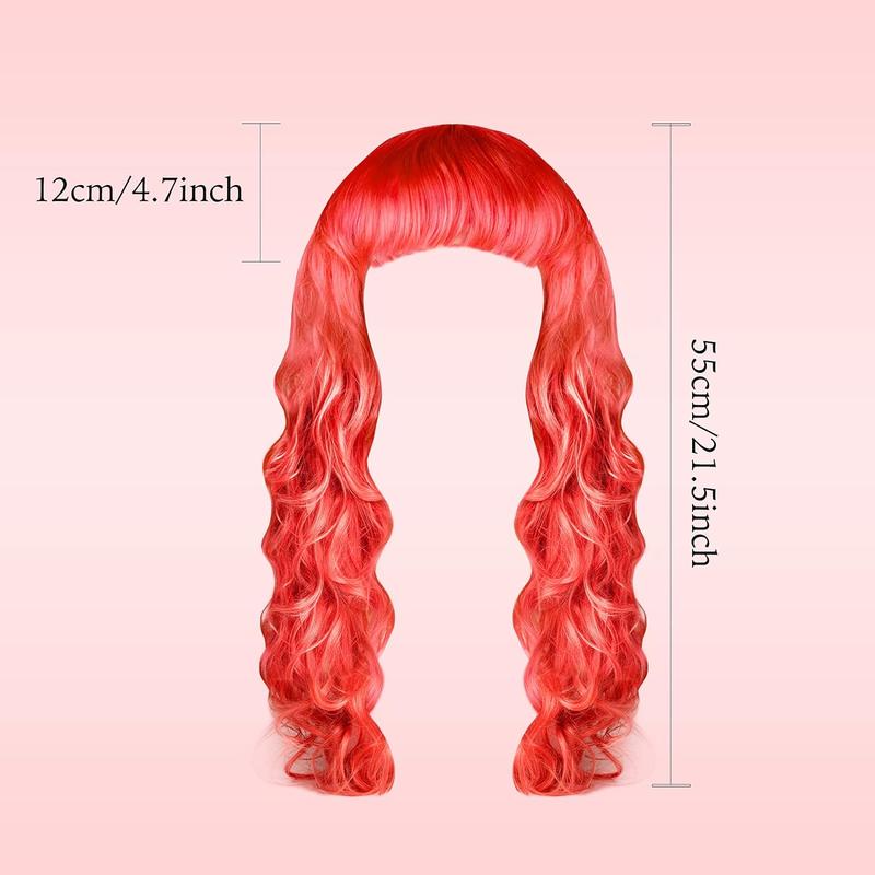 7 Pieces Colorful Long Curly Wigs for Women Polyethylene Plastic Material Wavy Hair Wigs for Cosplay Costume Party Décor 55cm LengthValentine's Day, gift