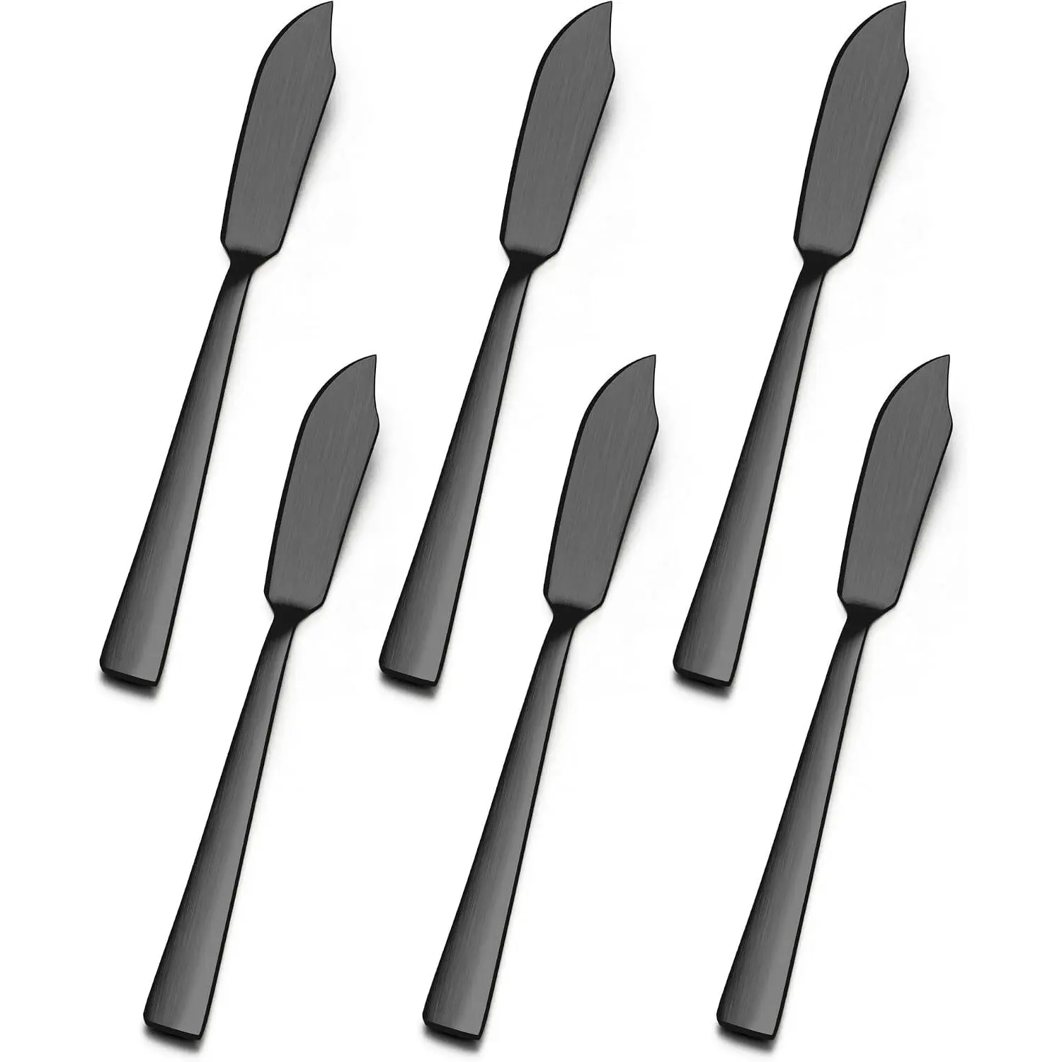 E-far Butter Spreader Knife Set of 6, 7-Inch Stainless Steel Cheese Dessert Knives for Kitchen Restaurant Party, Matte Black