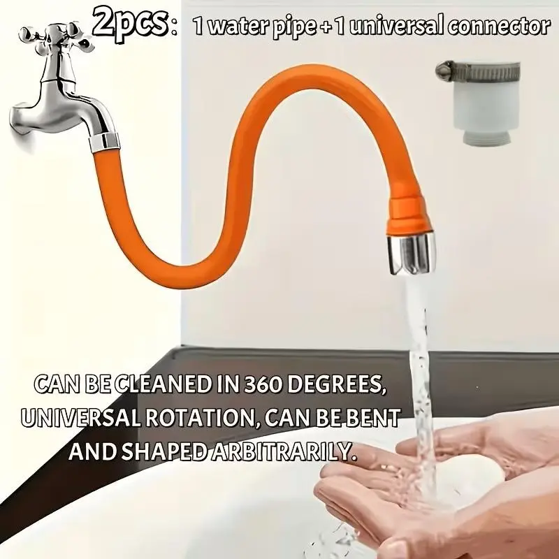 2-Piece Set Faucet Extender Kit, Foldable Hose + Universal Connector, Fits Various Faucets, Ideal for Kitchen, Bathroom, Outdoor Use