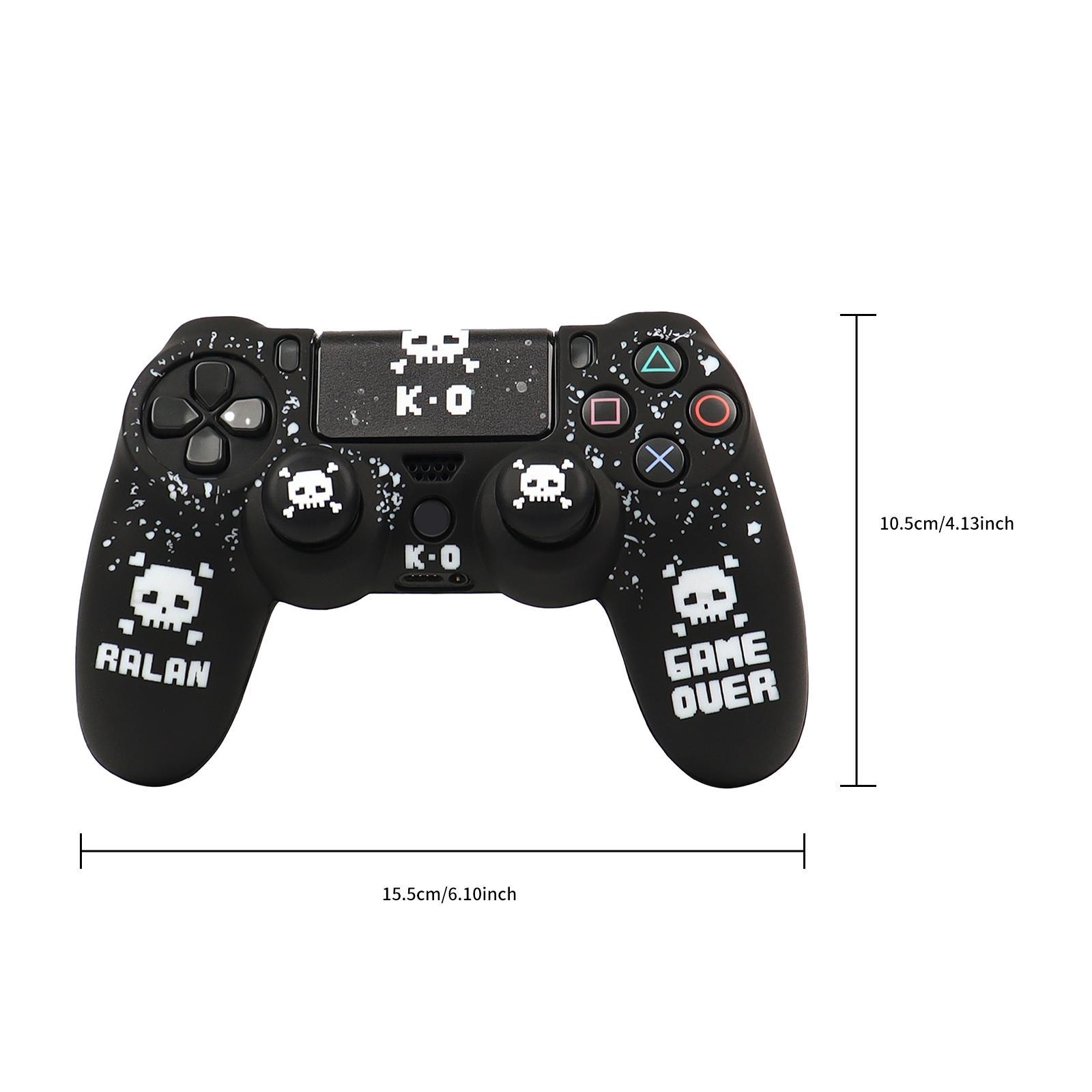 RALAN Silicone Game Controller Protective Case Cover with 2 Thumb Grip Cap & 1 Touch Screen Sticker, Game Controller Protector, Console Accessories for PS4