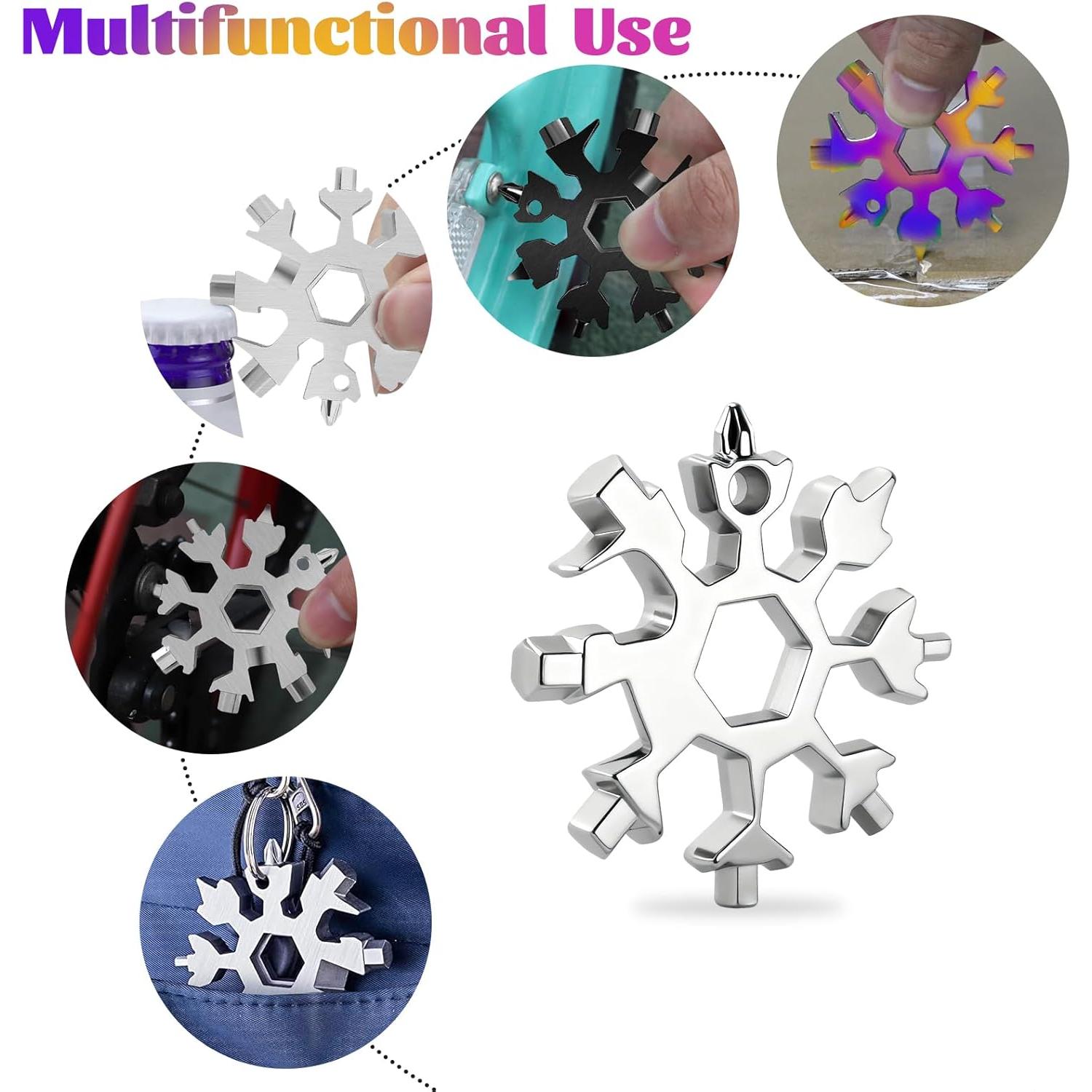 18-in-1 Snowflake Multitool Gifts for Men, 9 Pack Stainless Steel Snowflake Multi-Tool Christmas Stocking Stuffers Gifts for Men (Black)