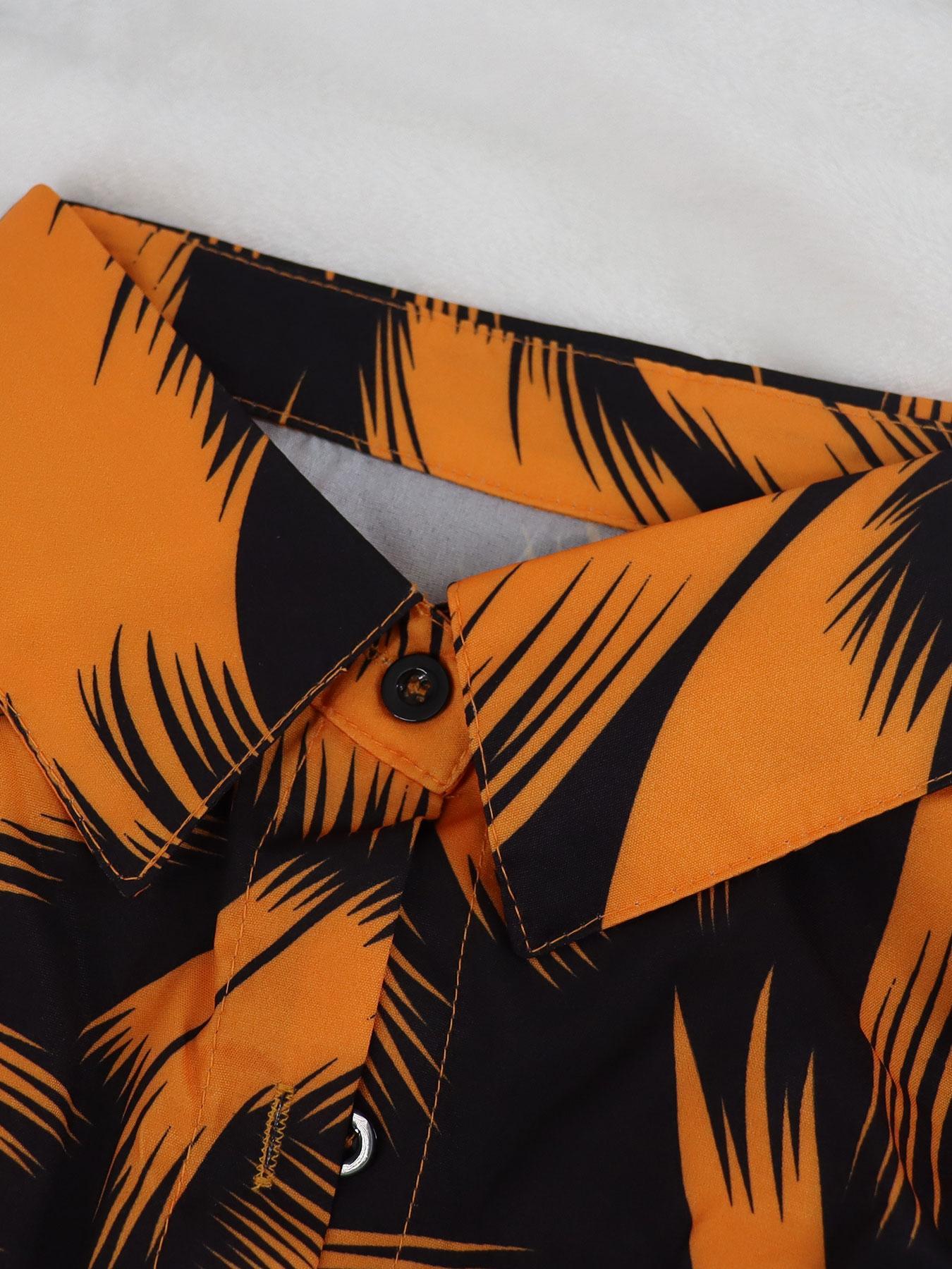 Plus Size Women's Two-Piece Set Short Skirt & Bubble Sleeves Blouse, High-Waisted Fitted Design, Casual All-Season Wear, Button-Front Style