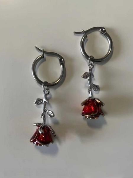 1 Pair Colorful Floral Print Socks, Comfortable Stretchy Crew Socks for Women & Men, Casual Daily Wear Accessories Punk Style Earrings