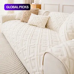 Pure Color Soft Cotton Velvet Sofa Cover, Sofa Slipcover, Couch Slipcover, Pet-Friendly Thickened Anti-Slip Furniture Protector, Home Decor for Living Room Office Bedroom