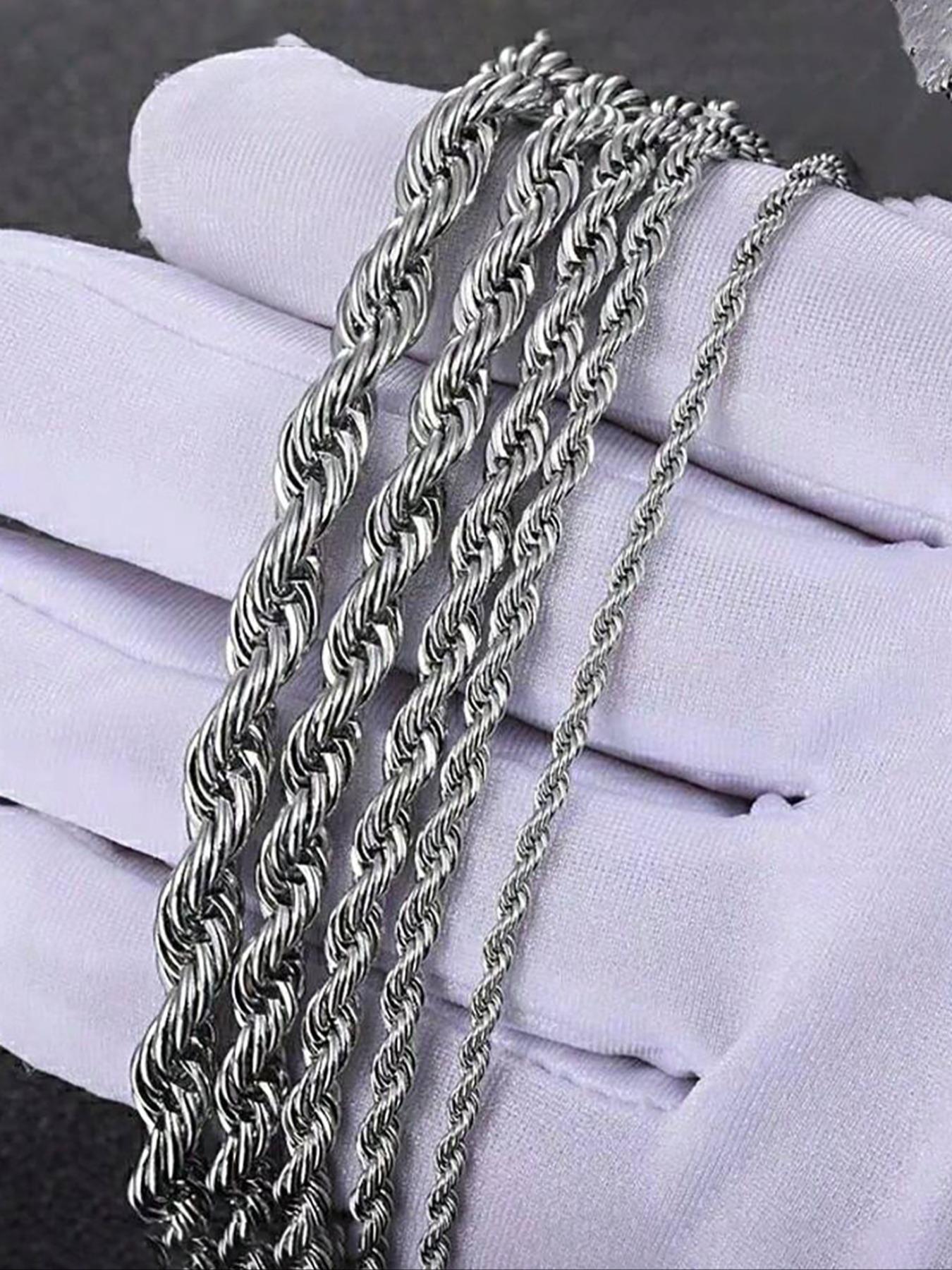 Stainless Steel Twist Chain Necklace, Unisex Hip Hop Jewelry, Perfect Gift for Birthday Christmas Father's Day, No Fading Design