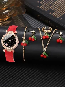 6-piece fashionable round versatile design, light luxury women's watch, women's high-end feel, business temperament set