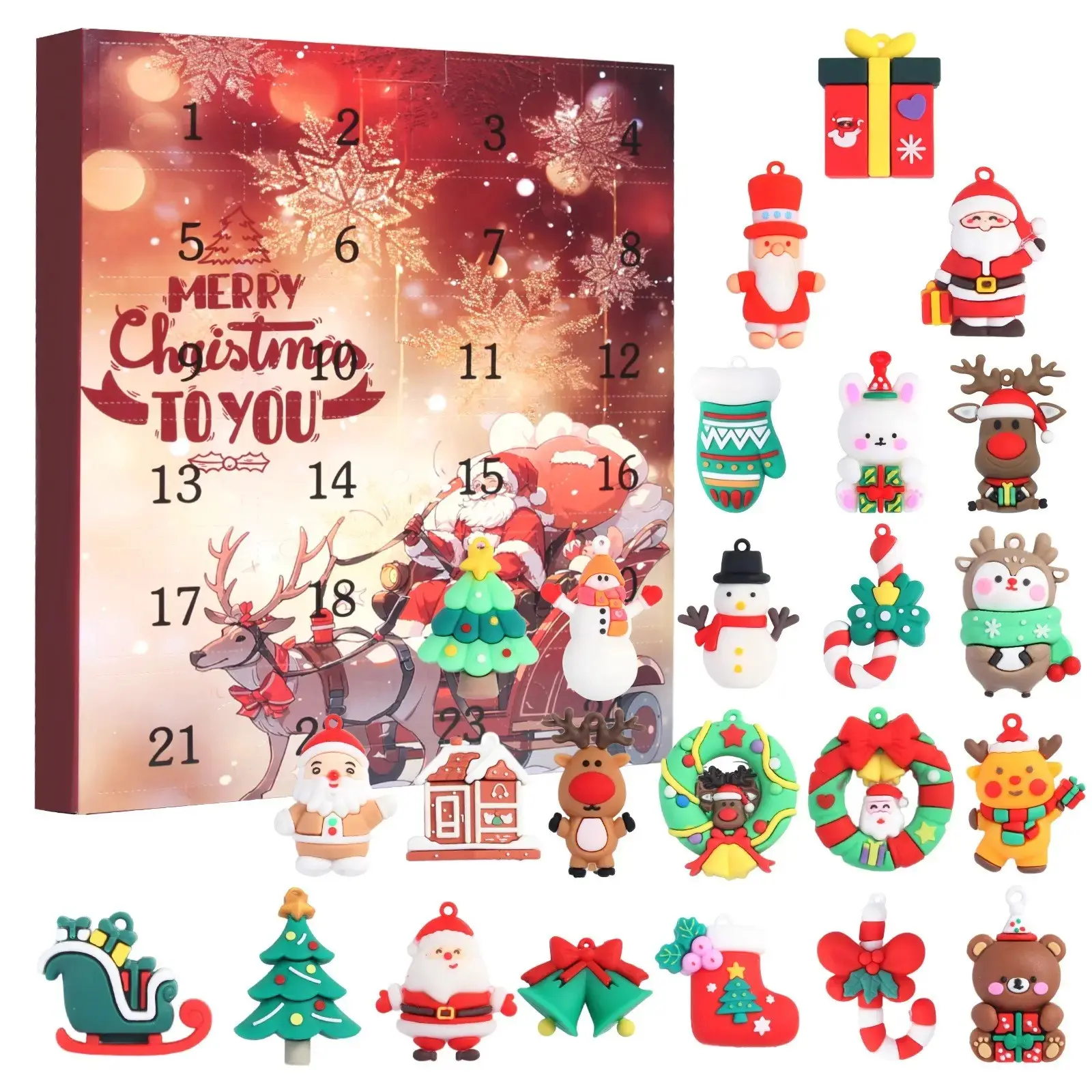 2026 Christmas Countdown Calendar, 24-Piece 3D Doll Set, Blind Box, Holiday Gift Box, Christmas Tree Decor Series, Home Christmas Ornament