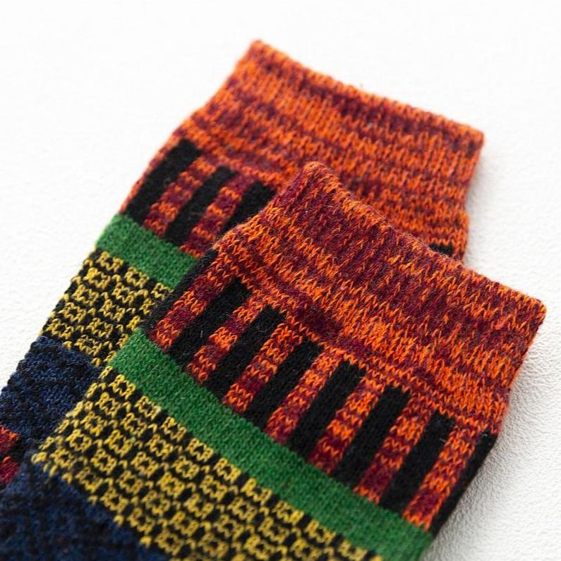 5-Pack Men’s Thick Wool Winter Socks - Retro Colorful - Perfect for Snow Boots EU 38-44