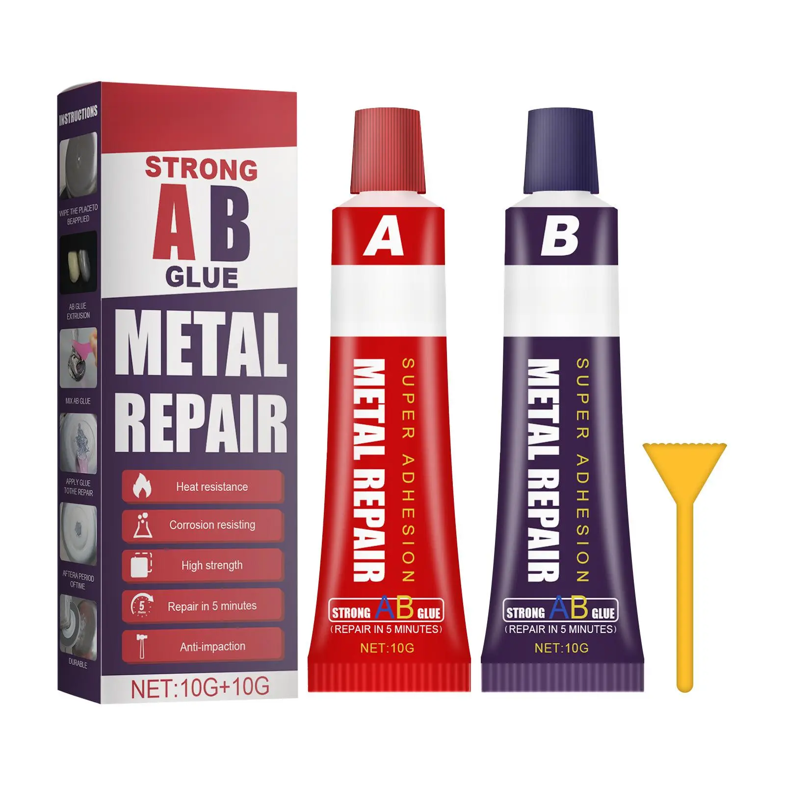 AB Casting Adhesive Set - Industrial Heatproof Corrosion-Resistant Repair Glue with Resin & Silica Powder Metal Fixer for Home Essential Equipment Parts & Tank Repair Supply