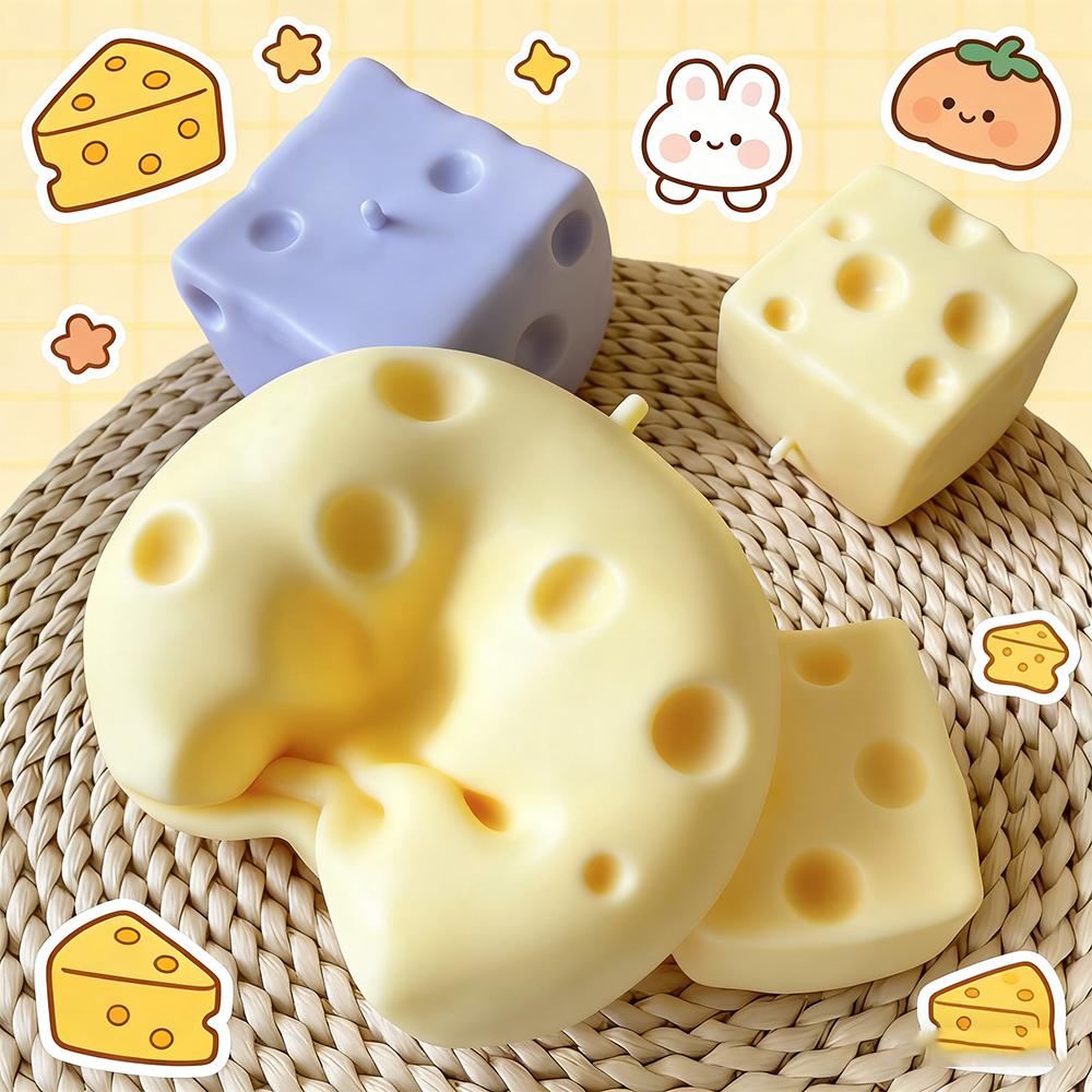 New Jumbo Cheese Cube Stress Ball Big Cheese Shapeable Squeeze Ball Non-Bounce Fidget Toy ASMR Sensory Anti-Stress Festival Gift