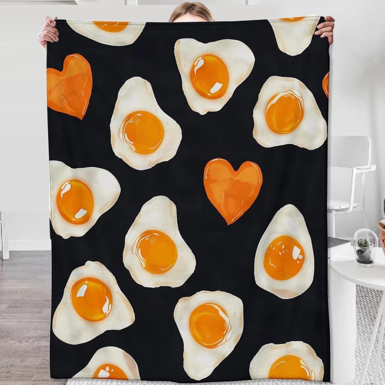 Cheesy Burger & Cucumber Cartoon Flannel Throw Blanket | Fast Food Funny Burger Lover Cozy Lightweight Bed Sofa Blanket Gift