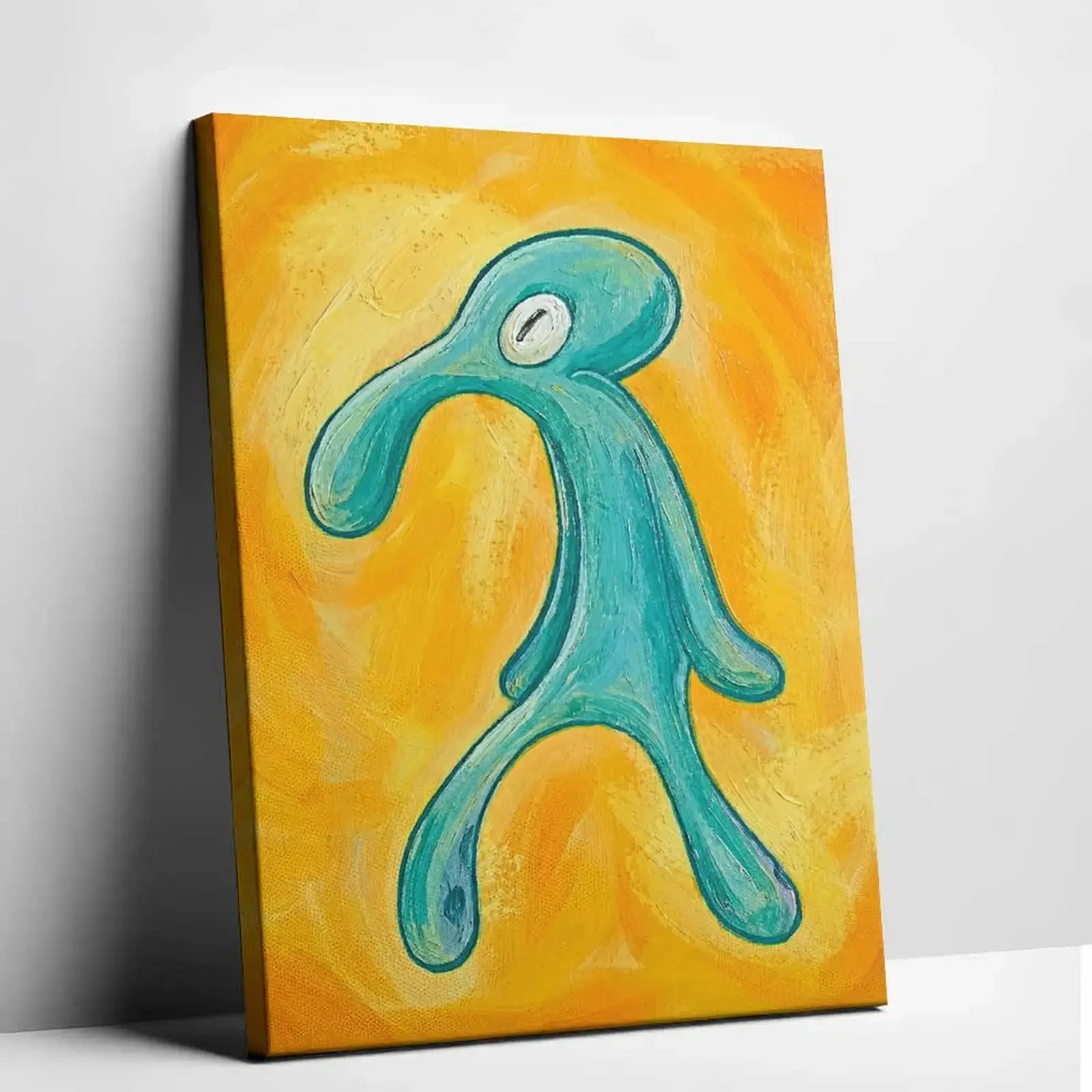 Squidward Bold-and-Brash Unframed Canvas Poster, SpongeBob Cartoon Character Comic Art, Unique Home Decor Items for Aesthetic Room Decor, Dorm Supplies