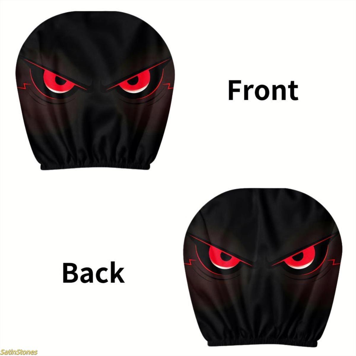 2 Pack Deep Angry Eyes Car Headrest Covers, Car Seat Protectors, Car Seat Decor, Universal Seat Protectors, Dust Resistant, No Filling, Long Driving Neck Relief, Father's Day Gift
