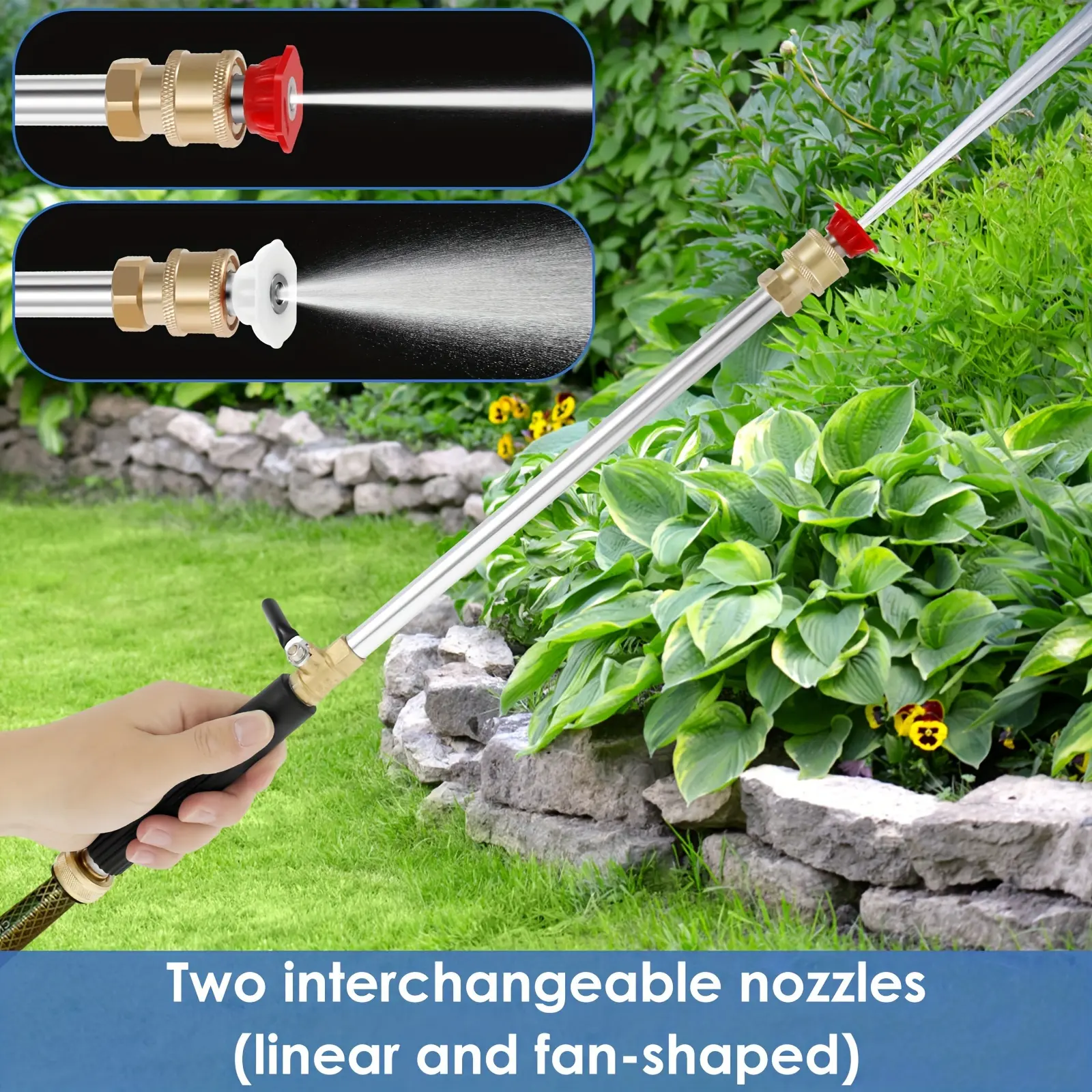 Heavy-Duty High Pressure Washing Wand with 2 Nozzles, Multi-Functional Garden Hose Attachment, Efficient for Car & Yard Cleaning, Durable Aluminum Alloy Construction