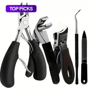 professional nail clipper set, 5pcs/set stainless steel manicure kit, sharp nail clippers & nail file & nail pliers, manicure & pedicure tool for home & salon use