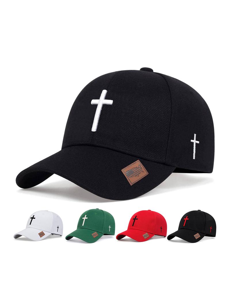 Unisex Casual Cross Embroidery Baseball Cap, Casual Outdoor Sports Hat for Men & Women, Adjustable Sun Protection Cap for Daily Wear