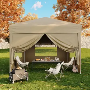 Select 10x10FT Pop Up Canopy Tent - 4 Sidewalls - Adjustable Height - Sun Shade Outdoor Shelter with Sandbags & Carry Bag for Patio, Camping, Backyard Parties, Commercial Events