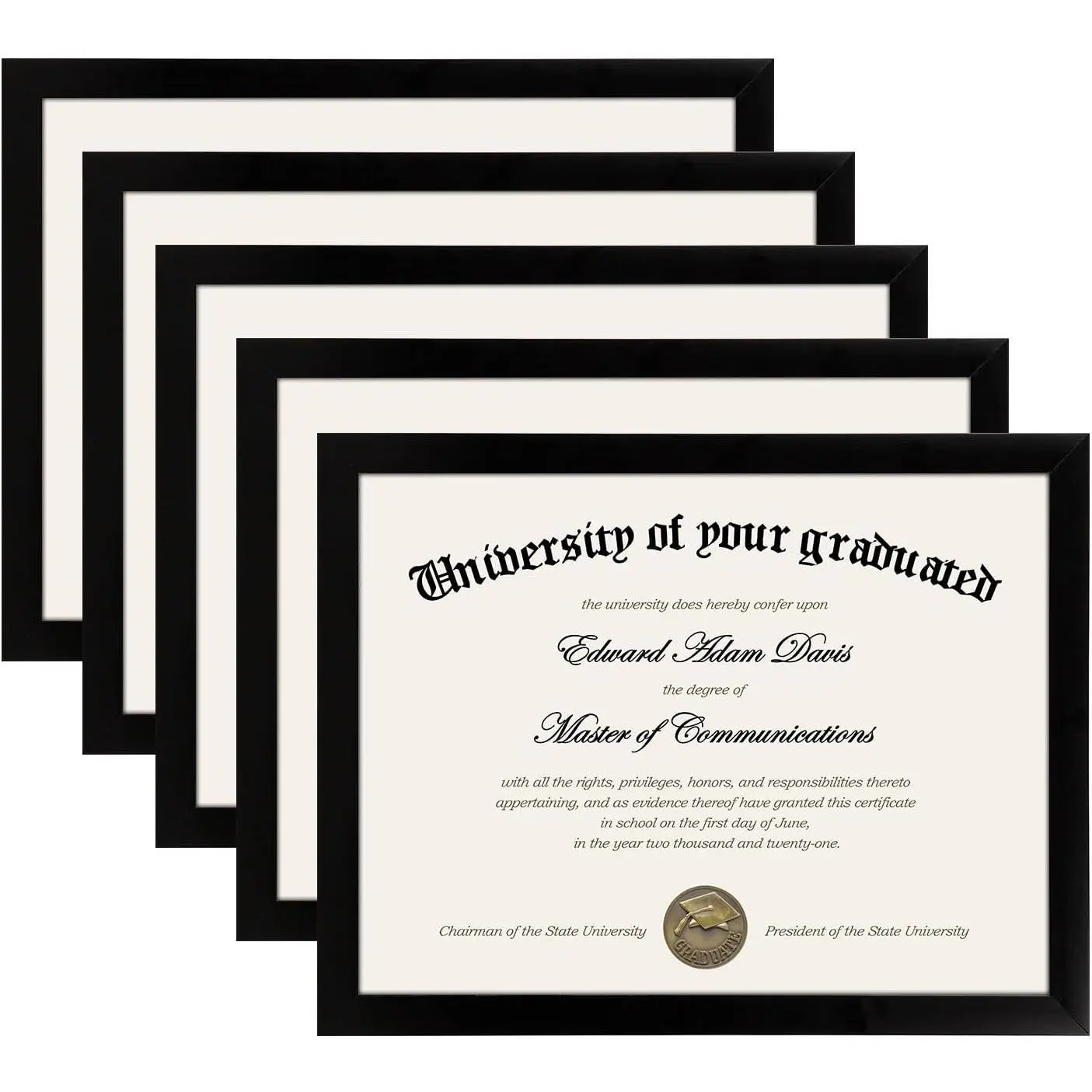 Certificate Frame with High Definition Glass, 8.5 by 11 Picture Diploma Document Frames for Wall and Tabletop, Black 5 Pack