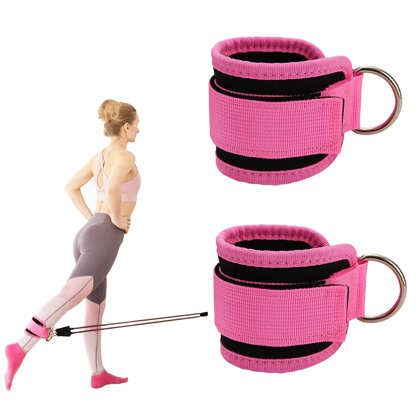 Fitness Ankle Straps for Cable Machine Kickbacks Glute Workouts Lower Body Exercises Adjustable Leg Straps with Neoprene Padding for Men Women