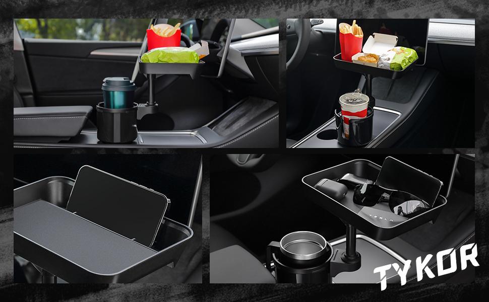 Car Cup Holder Tray, Cup Holder Expander Adapter for Car, 9.5" Car Food Tray Table for Eating, Fits Yeti, Hydro Flask 16-46 oz