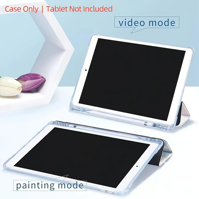 Blue Flower Tri-Fold Flip Cover Stand with Pen Holder and Anti-Drop Tablet Case for iPad Air 4th/Air 5th (10.9-Inch), 7/8/9th (10.2-Inch), 5th/6th, Air 1st/Air 2nd (9.7-Inch), Air 3rd (10.5-Inch), Pro (11-Inch), 10th Generation