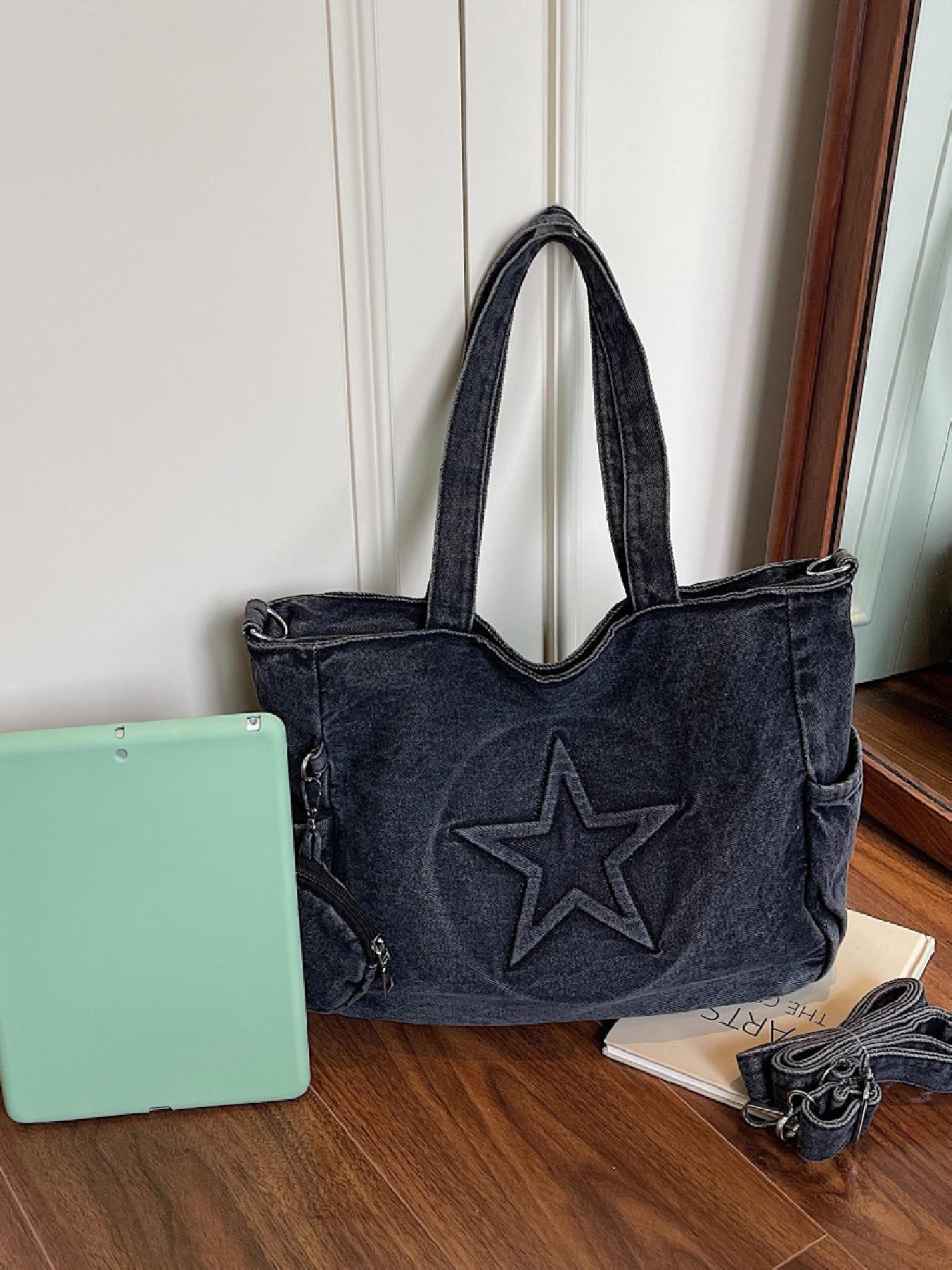 Women's Fashionable Star Design Slouchy Tote Bag, Casual Large Capacity Shoulder Bag for Daily Used, Trendy Versatile High-quality Daily Commuting Bag, Girl Fashionable Shopping Bag