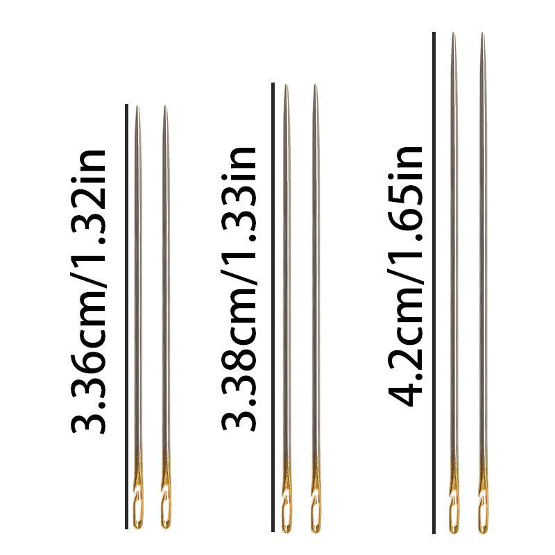 12pcs Self Threading Needle, Open Type Easy Threading Needles, Hand Sewing Needles Resistant to Rust with Wooden Case