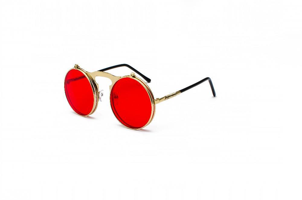 Vintage Steampunk Flip Sunglasses Retro Round Metal Sun Glasses for Men and Women Brand Designer Circle Oculos