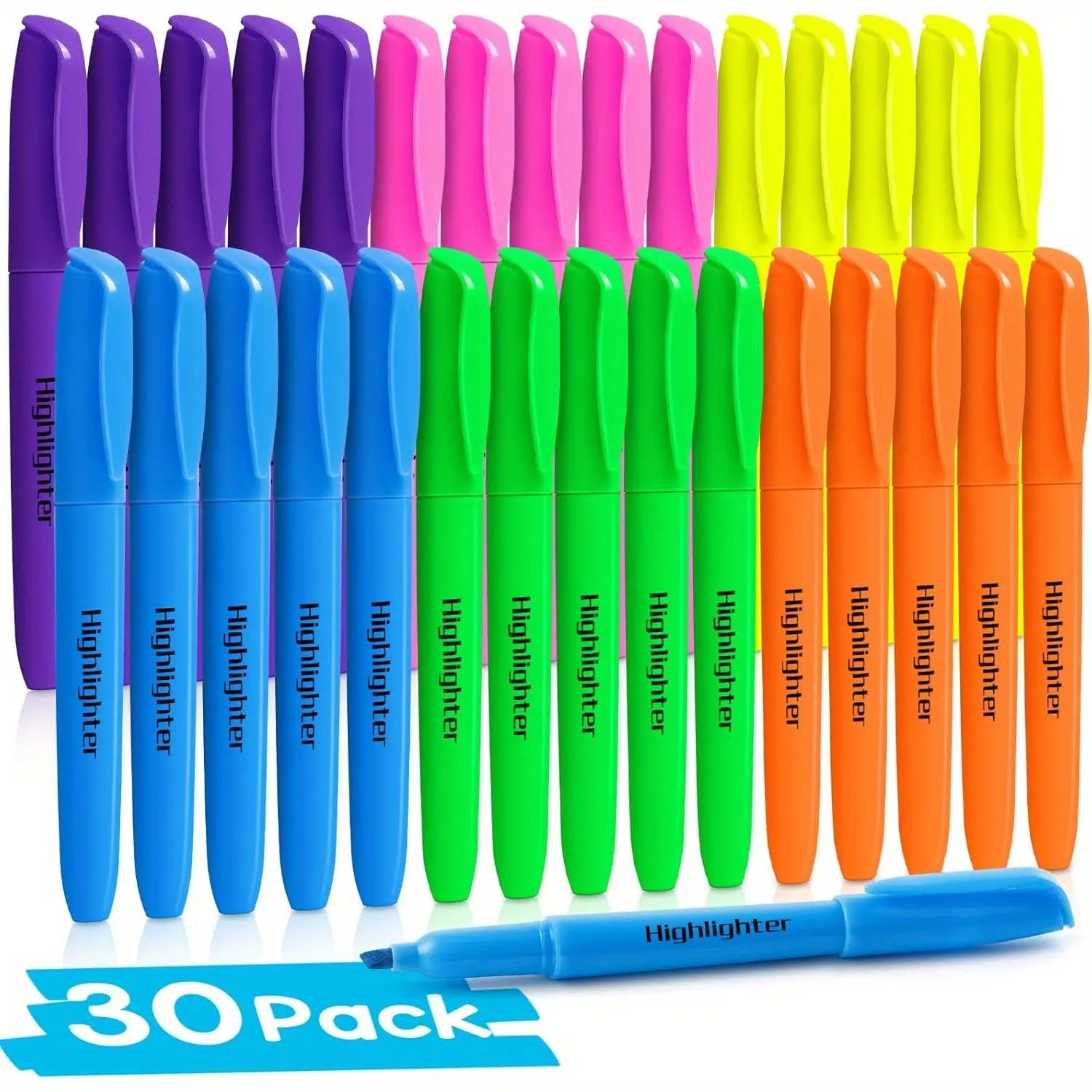 30pcs 60pcs Highlighters in 6 Assorted Colors, Bright Highlighters with Soft Chisel Tips, Office Supplies for Students & Professionals