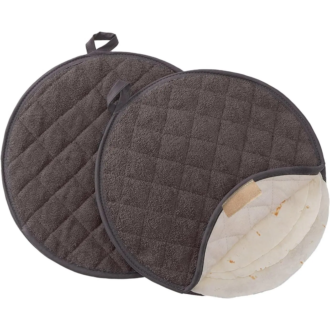 Tortilla Warmer,Tortilla Server,Pancake Keeper,Size 12”&10” High Density Fabric Keep Warm,Bag to Keep Food Warm (Dark Grey, 12 inch)