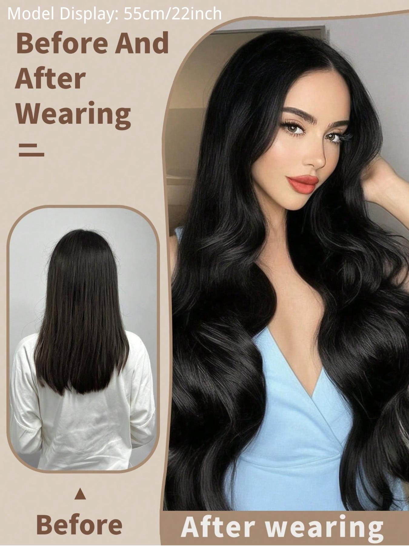 Women's Long Straight Hair Extensions, 16 Clips 22 Inches Synthetic Fiber, Natural Smooth Look, Easy Daily Wear & Special Occasions, Synthetic Wiglets, Synthetic Clip Hairpiece
