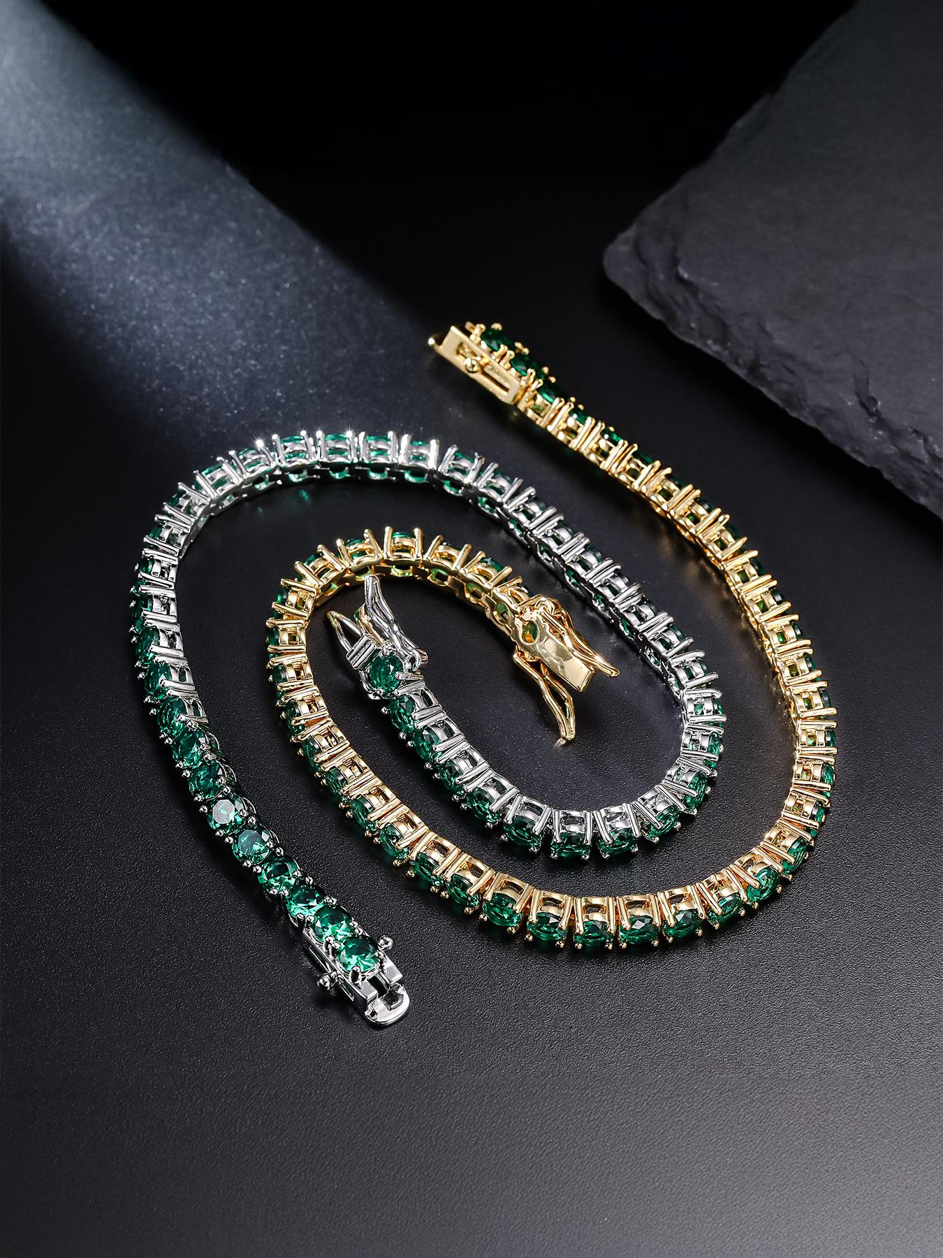 1pc ICED CHICS green zircon bracelet, hip-hop style, suitable for daily wear, gift, 4mm single-row tennis chain