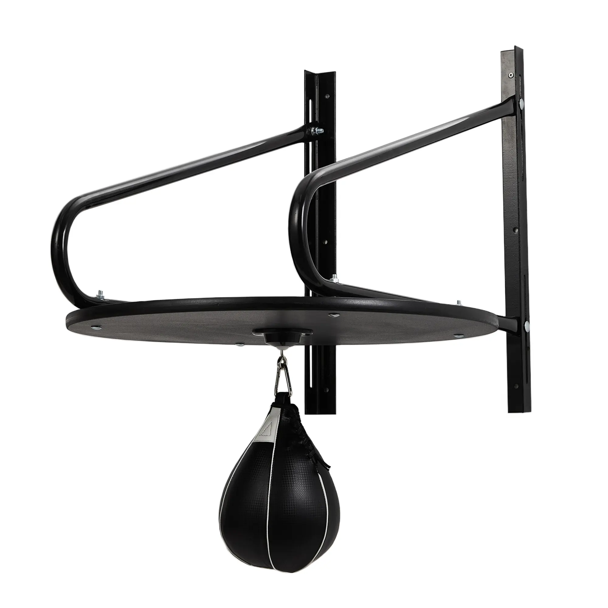 Wall Mounted Speed Bag Platform Kit, Heavy Duty Adjustable Boxing Speed Bag Set with 24-Inch Round Board, 360° Swivel, 5-Level Height Steel Frame & Inflatable Speed Ball for Home Gym, MMA, Reflex, Reaction & Hand-Eye Coordination Fitness Training