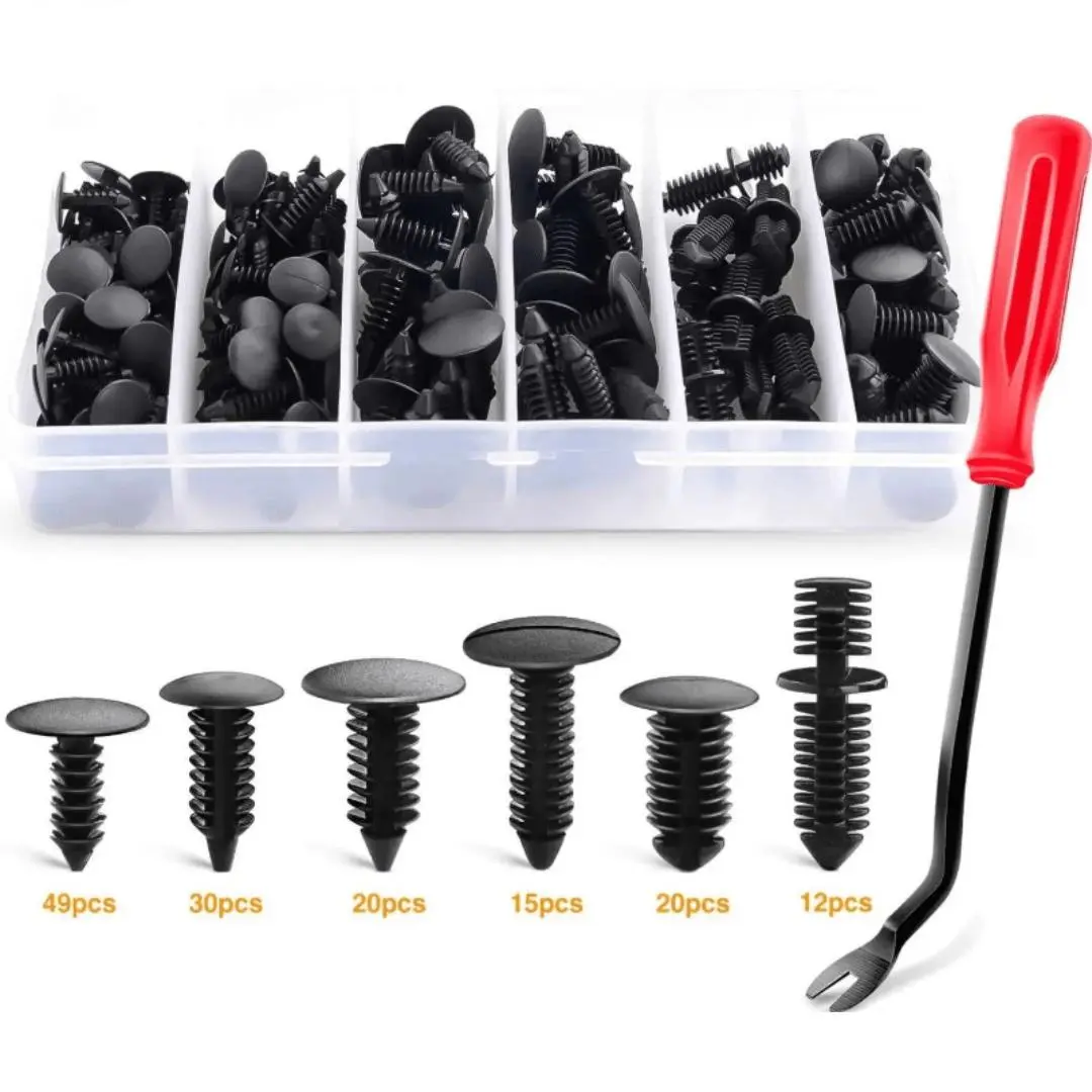 Nilight Plastic Multi-Size Car Push Retainer Clips Kit (146-Pcs) - 5mm, 5/16in, 13mm Sizes, N807721-S Part, Auto Trim Fix, Panel Retention, Snap-In Install, Compatible with GM, Honda, Ford, Double End