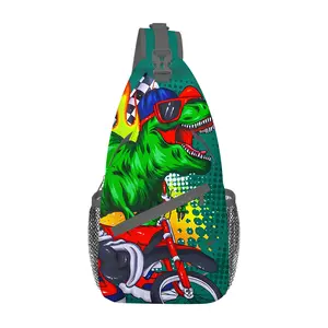 Dinosaur Crossbody Bag Full Print Chest Sling Bag for Kids Boys Girls Casual Shoulder Bag