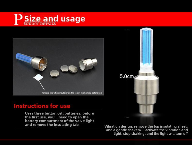 Bicycle Air Nozzle Light Glow Rod Wheel Tire Light Hot Wheels Cycling Equipment Mountain Bike Valve Light