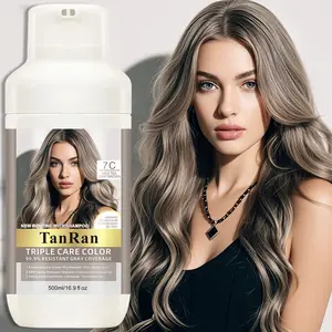 500ML Tea Latte Ash Hair Dye, Triple Care Color Series, Contains Ginseng, Ginger, and Polygonum, Safe and Healthy, Suitable for All Hair Types