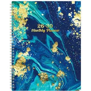 2026-2030 Monthly Planner/Calendar - January 2026 to December 2030, 5-Year Monthly Planner, Blue and Gold Marble Themed Cover Design Notebook, Annual Calendar Planning, Monthly Tabs, 60-Month Calendar, 5.5 x 8.3 inches, Thick Paper, Elastic Cover, Durable