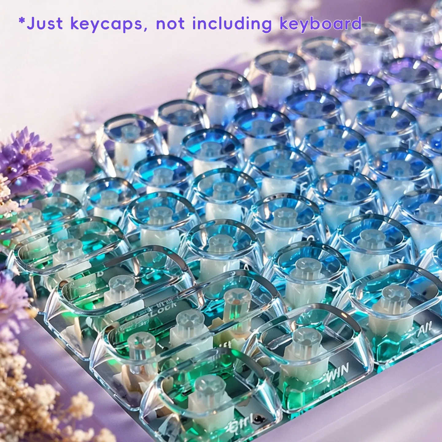 115 Theme Keycap Set Crystal Ice Soul Moa Height, PC Material, Screen Printing, Compatible with 61/68/75/84/87/89/96/98/100/104/108 Layouts