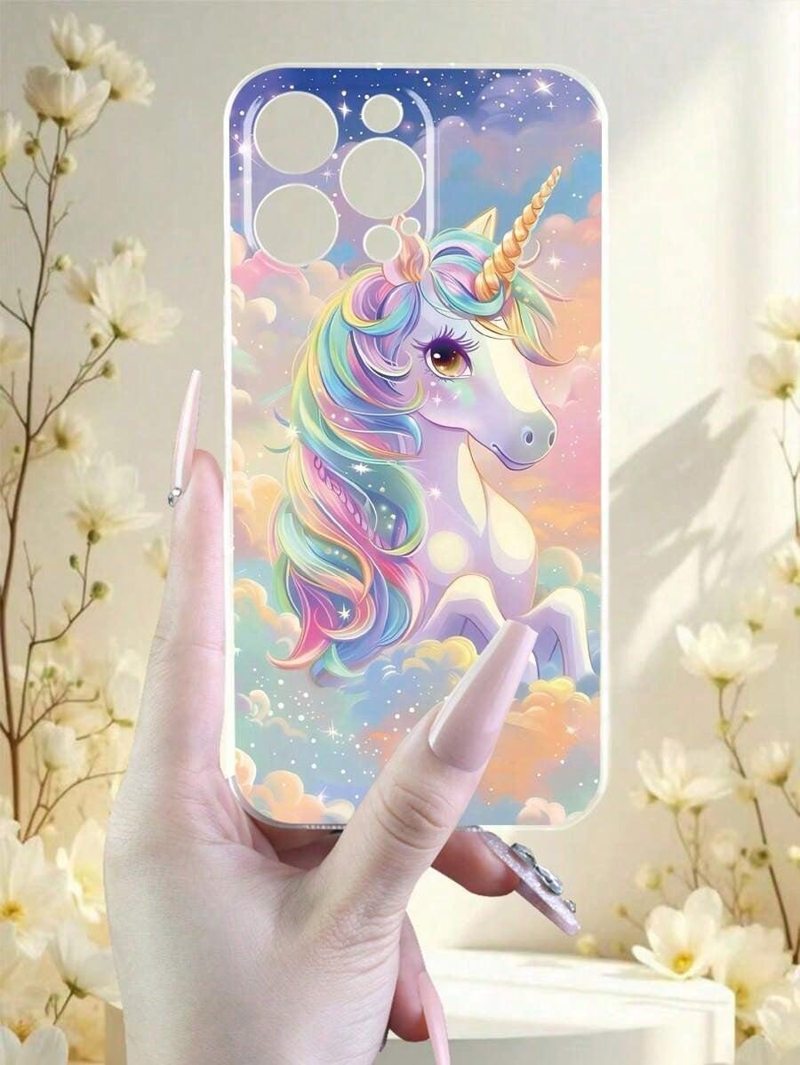 Creative And Beautiful Cloud Rainbow Unicorn Pattern Phone Case,Shockproof And Anti Drop TPU Soft Protective Case, Suitable For IPhone17/IPhone17 Air/IPhone17 Pro/IPhone17 Pro Max/16 Pro Max/15 Pro Max/14 Pro Max/13 Pro Max/12 Pro Max